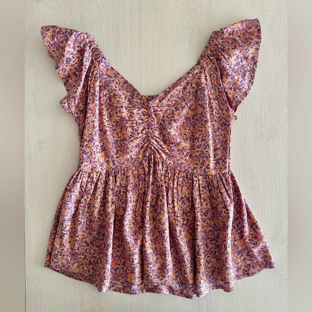 Japna Purple and Orange Floral Blouse